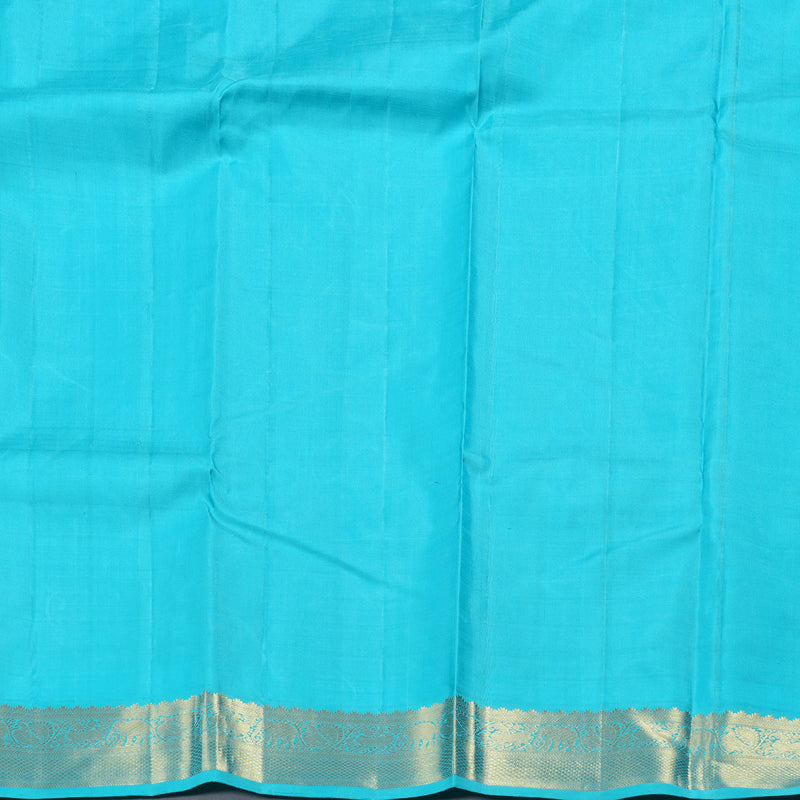 Hayagrivas blue Kanjivaram Silk Saree with Light Blue Border - BBD319E2-1