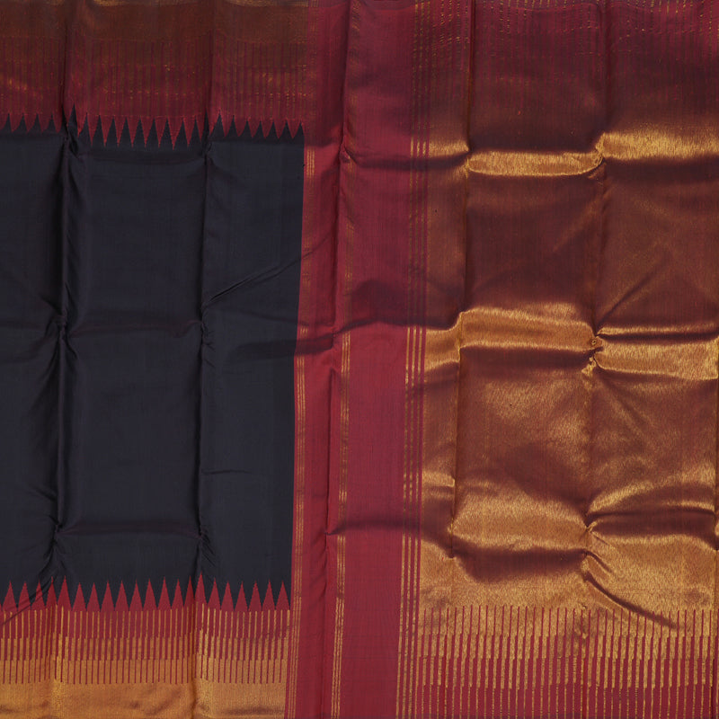 Hayagrivas Orangish Pink Handloom Kanjivaram Silk Saree with Green Border  BBD320E6-1