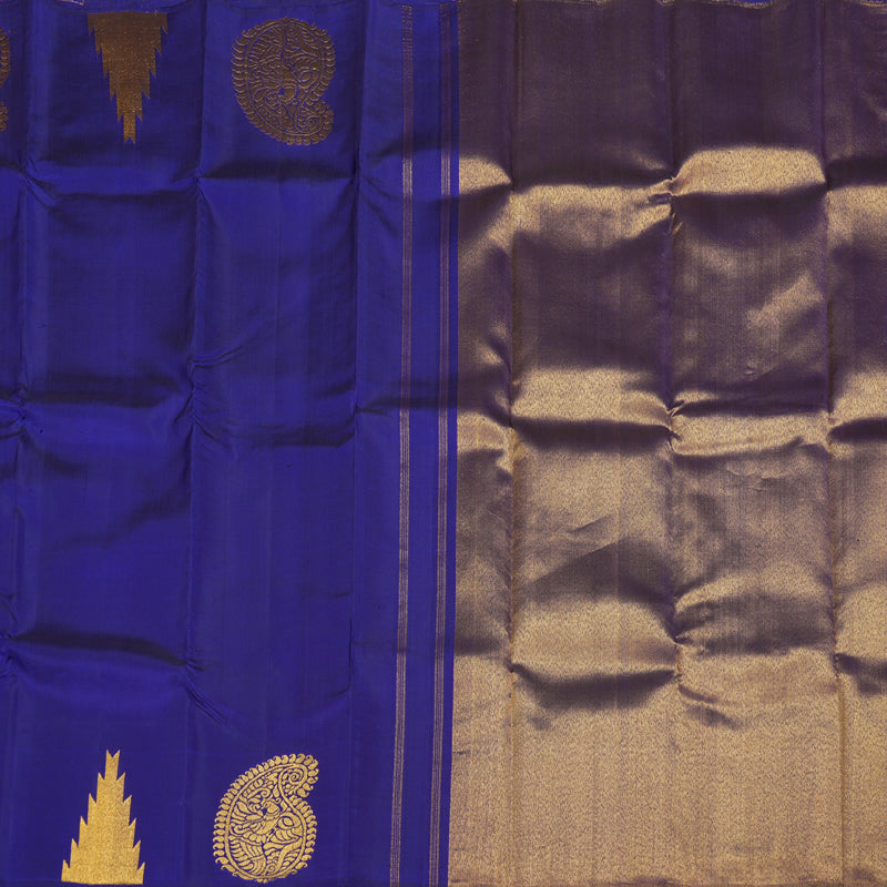 Hayagrivas Blue Kanjivaram Silk Saree with  Border BBD321E8-1