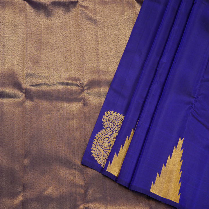 Hayagrivas Blue Kanjivaram Silk Saree with  Border BBD321E8-1