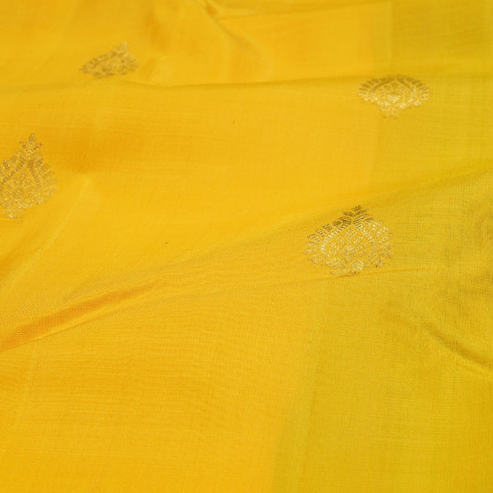 Hayagrivas Yellow Kanjivaram Silk Saree with Blue Border - BBD335E7-1