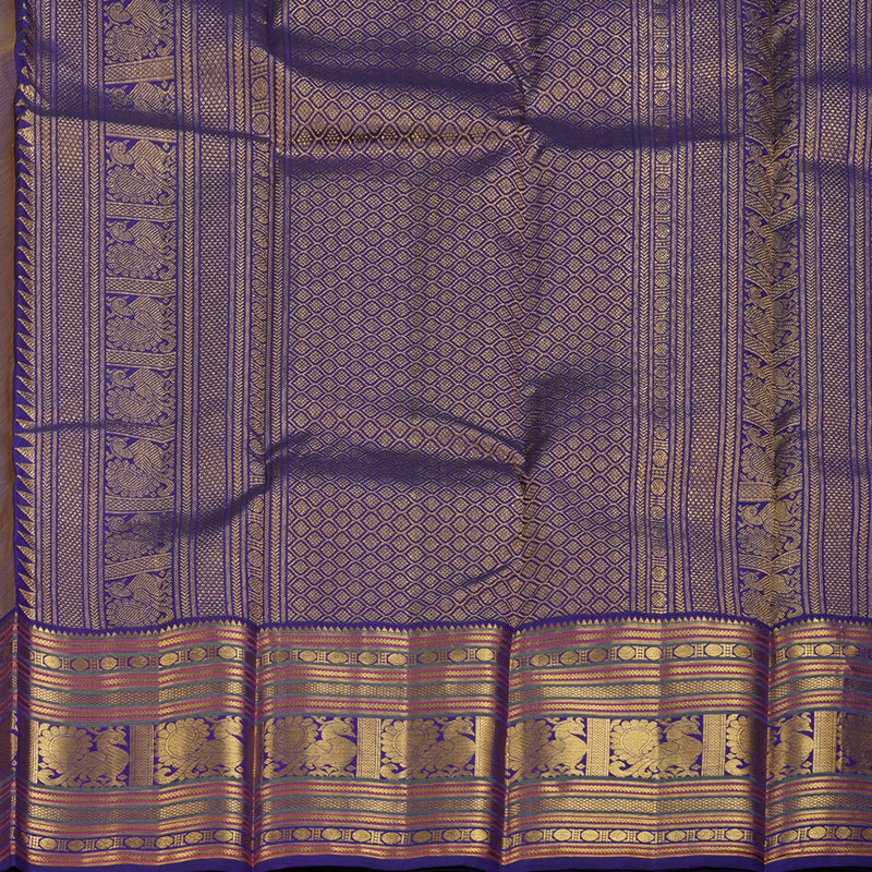 Hayagrivas Yellow Kanjivaram Silk Saree with Blue Border - BBD335E7-1