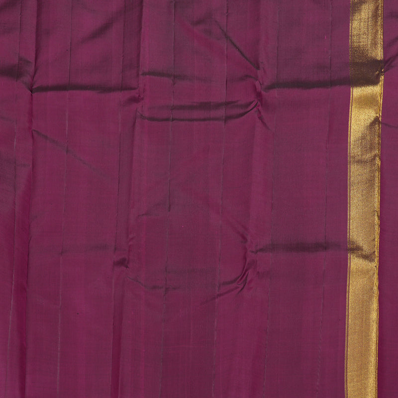 Hayagrivas Bottle Green Kanjivaram Silk Saree with Rising Purple Border - BBD335E8-1