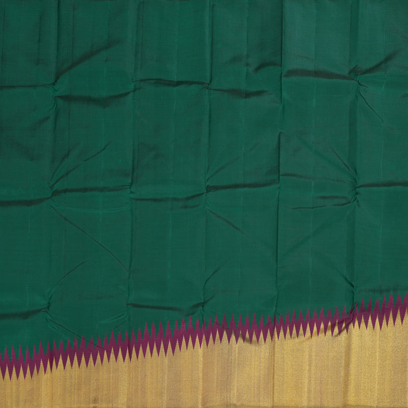 Hayagrivas Bottle Green Kanjivaram Silk Saree with Rising Purple Border - BBD335E8-1