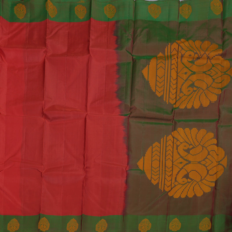 Hayagrivas Red Handloom Kanjivaram Silk Saree with Mandhalir Border BBD336E1-6