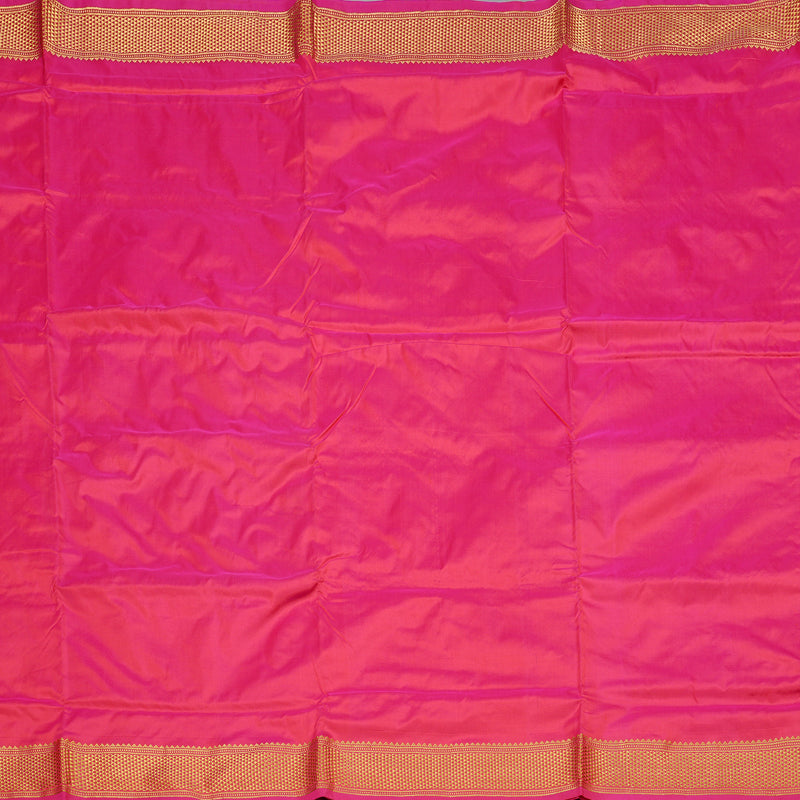 Hayagrivas Handloom Kanjivaram Ten Yards Silk Saree in Glowing Orangish Pink BBD349E1-6