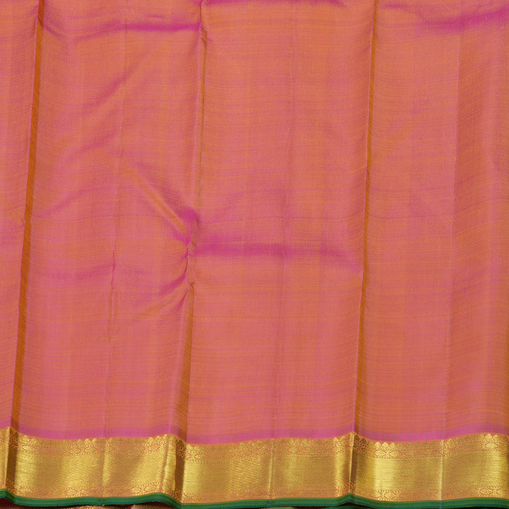 Hayagrivas Mustard Yellow Kanjivaram Silk Saree with Pink Border