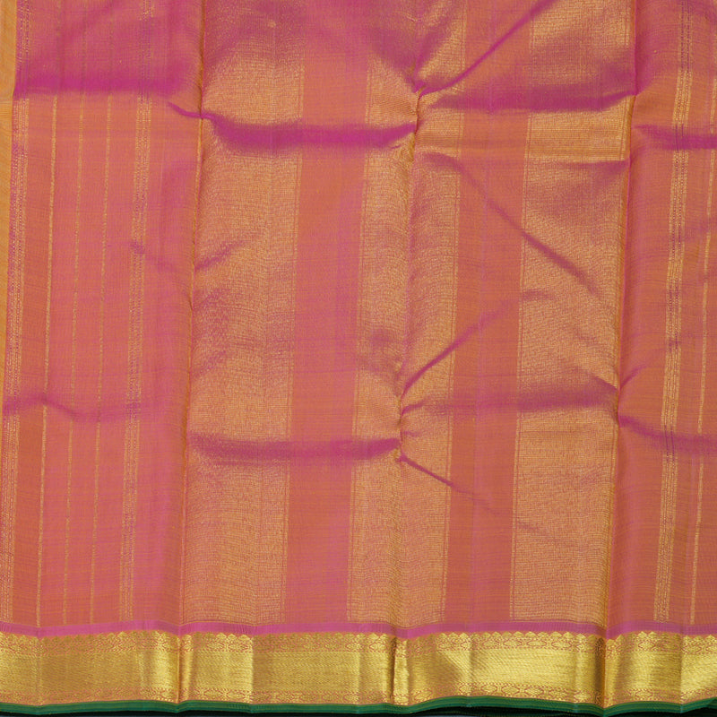 Hayagrivas Mustard Yellow Kanjivaram Silk Saree with Pink Border