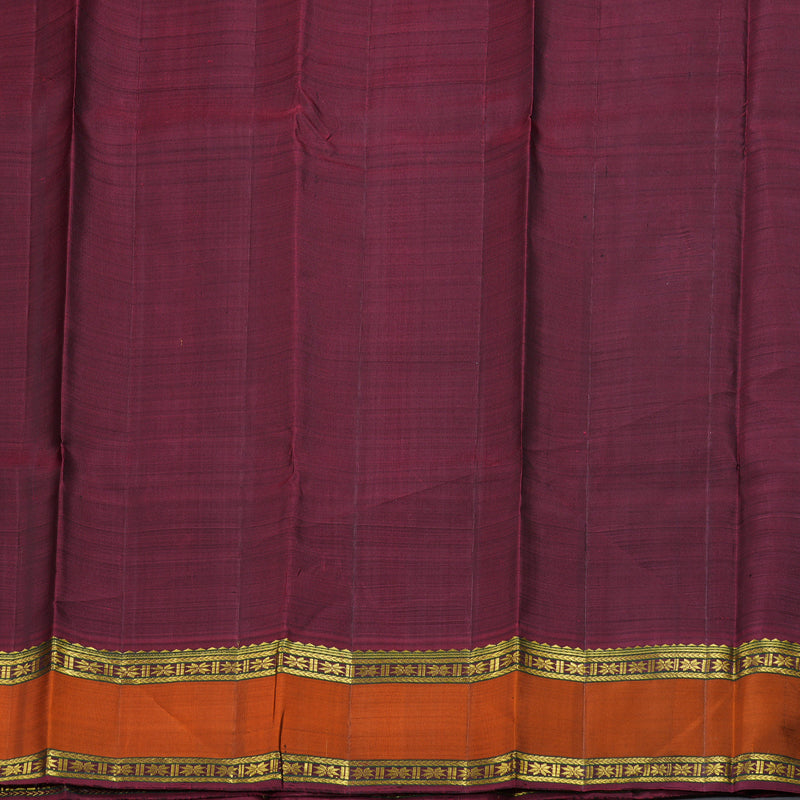 Hayagrivas Black Kanjivaram Silk Saree with Burnt Orange Border BBD356E6-6