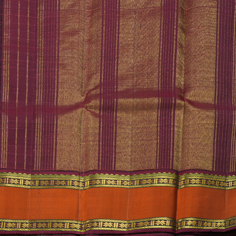 Hayagrivas Black Kanjivaram Silk Saree with Burnt Orange Border BBD356E6-6