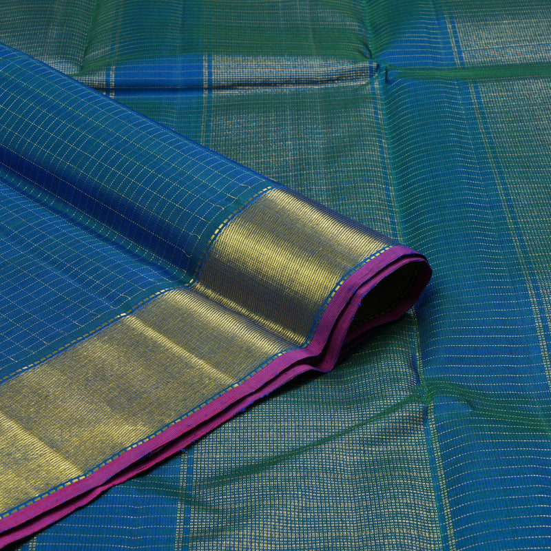 Hayagrivas Peacock Blue Handloom Kanjivaram Silk Saree BBD356E7-3