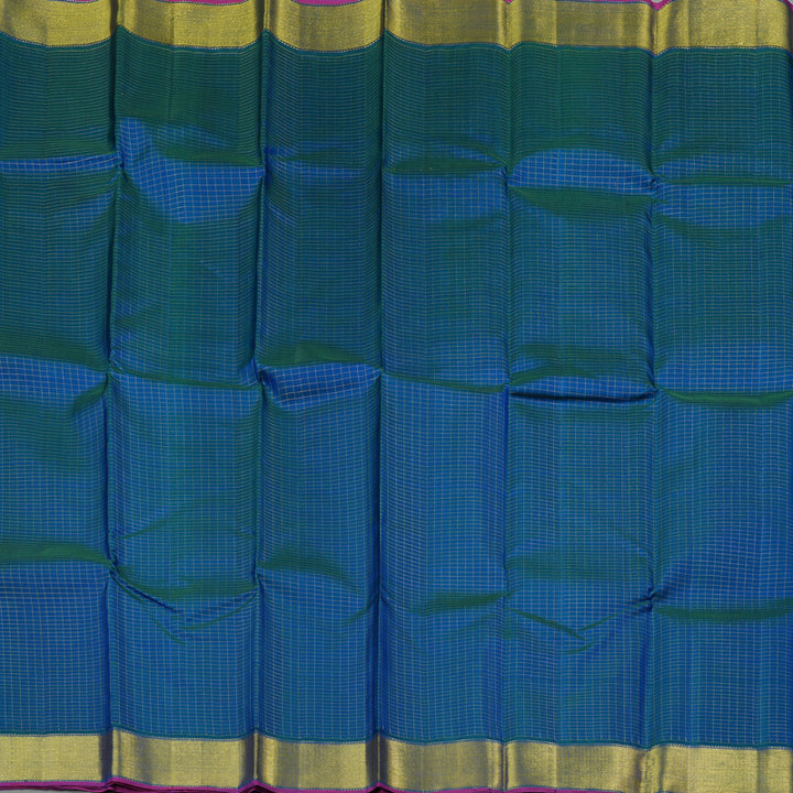 Hayagrivas Peacock Blue Handloom Kanjivaram Silk Saree BBD356E7-3