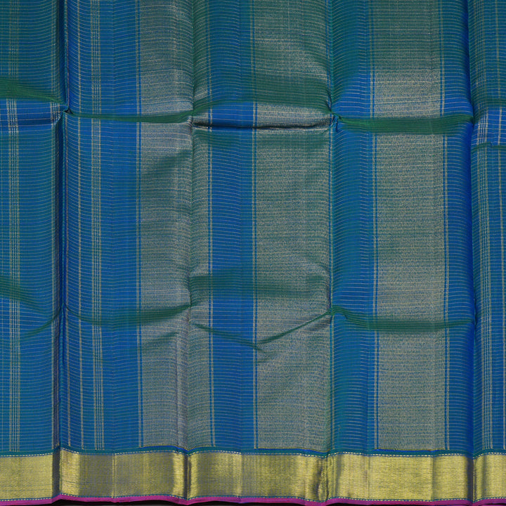 Hayagrivas Peacock Blue Handloom Kanjivaram Silk Saree BBD356E7-3