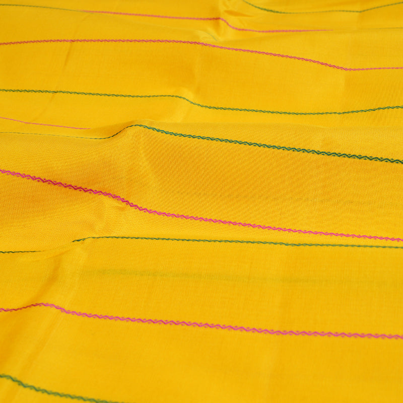 Hayagrivas Yellow Kanjivaram Silk Saree with Pink Border BBD357E4-5