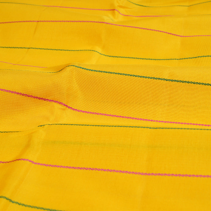 Hayagrivas Yellow Kanjivaram Silk Saree with Pink Border BBD357E4-5