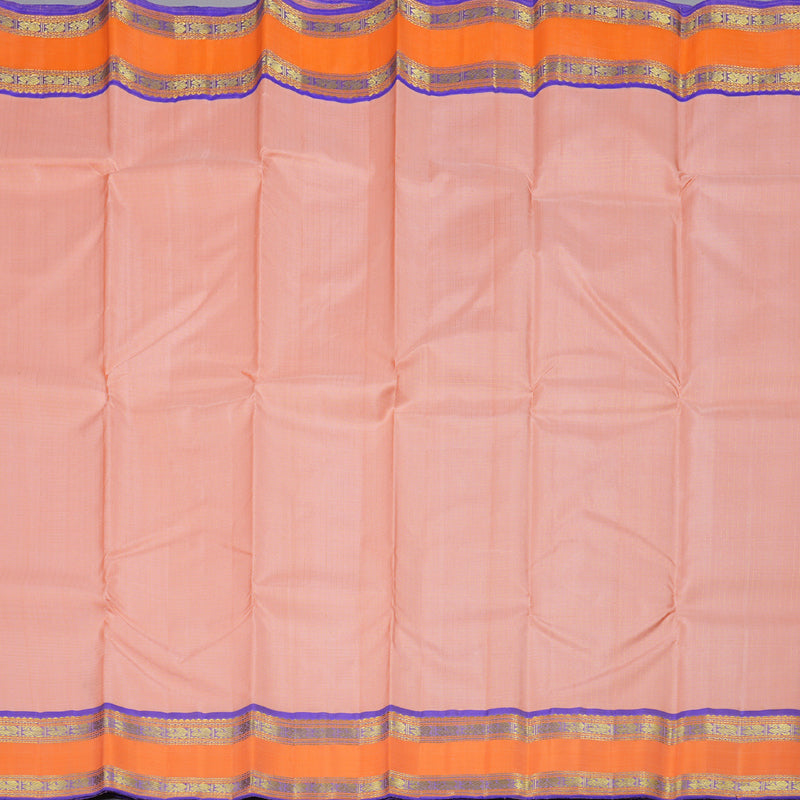 Hayagrivas Peach Pink Handloom Kanjivaram Silk Saree with Peach Orange Border BBD357E5-2