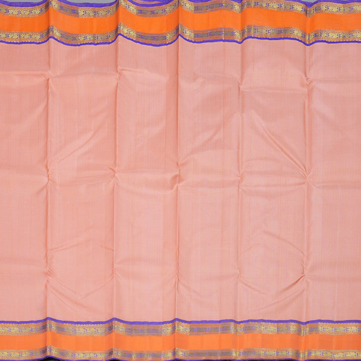 Hayagrivas Peach Pink Handloom Kanjivaram Silk Saree with Peach Orange Border BBD357E5-2