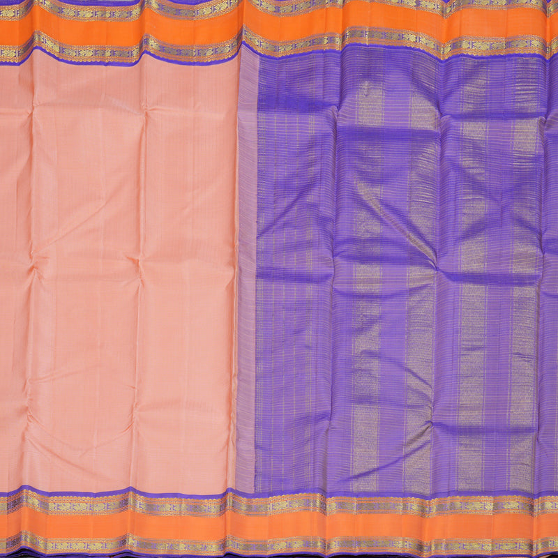 Hayagrivas Peach Pink Handloom Kanjivaram Silk Saree with Peach Orange Border BBD357E5-2