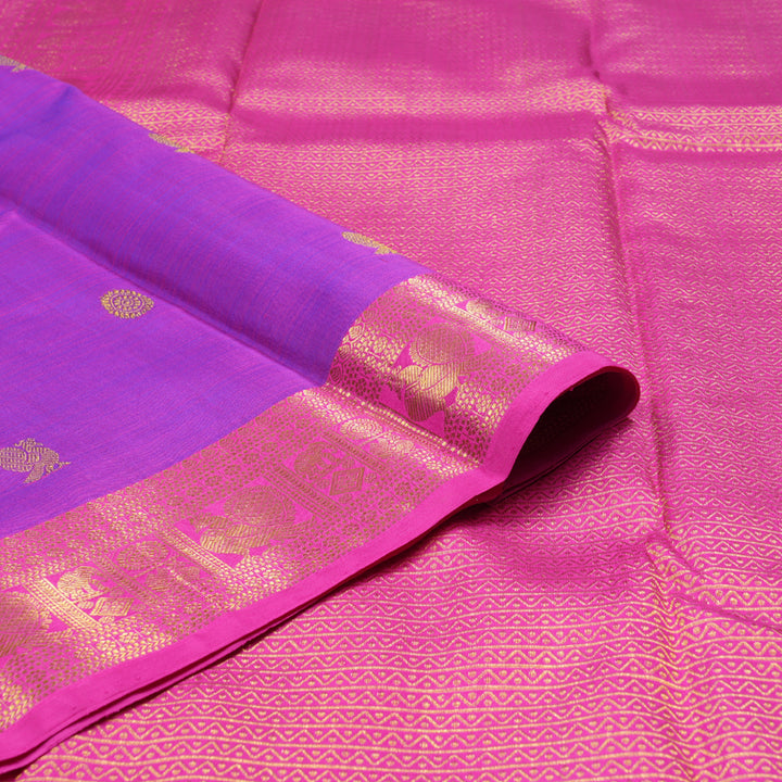 Hayagrivas Purple Handloom Kanjivaram Silk Saree with Pink Border BBD364E5-1