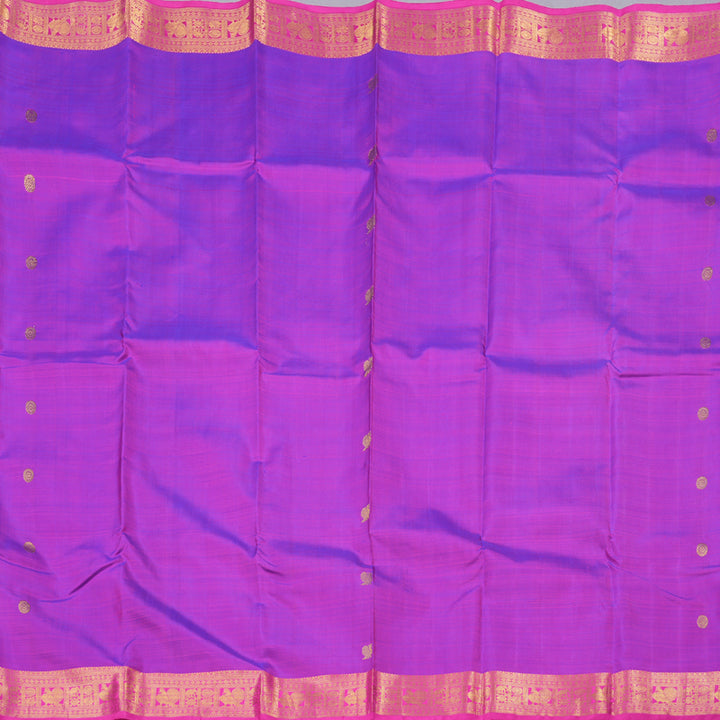 Hayagrivas Purple Handloom Kanjivaram Silk Saree with Pink Border BBD364E5-1