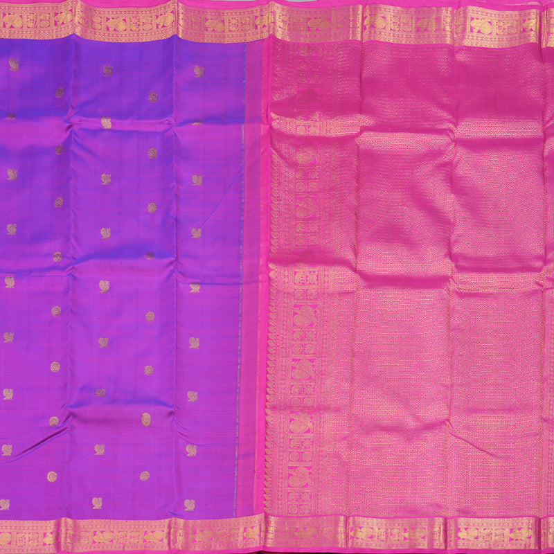 Hayagrivas Purple Handloom Kanjivaram Silk Saree with Pink Border BBD364E5-1