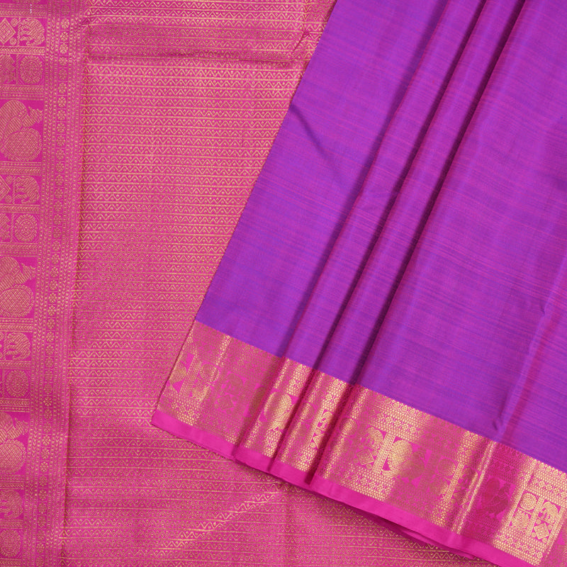 Hayagrivas Purple Handloom Kanjivaram Silk Saree with Pink Border BBD364E5-1