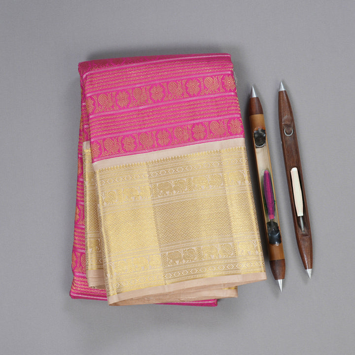 Hayagrivas Pink Kanjivaram Silk Saree with Sandal  Border - BBD368E2-1