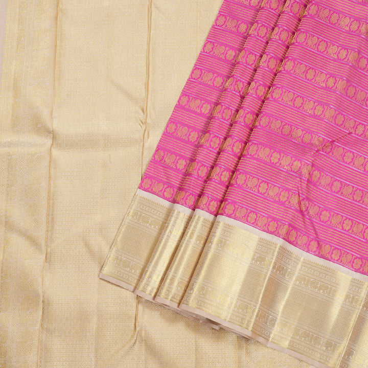 Hayagrivas Pink Kanjivaram Silk Saree with Sandal  Border - BBD368E2-1