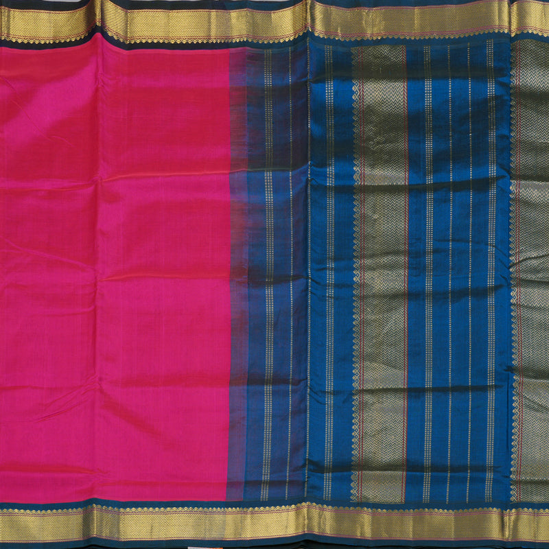 Hayagrivas Handloom Dark Pink With Dark blue Border Silk Cotton Saree BBD385F1-3