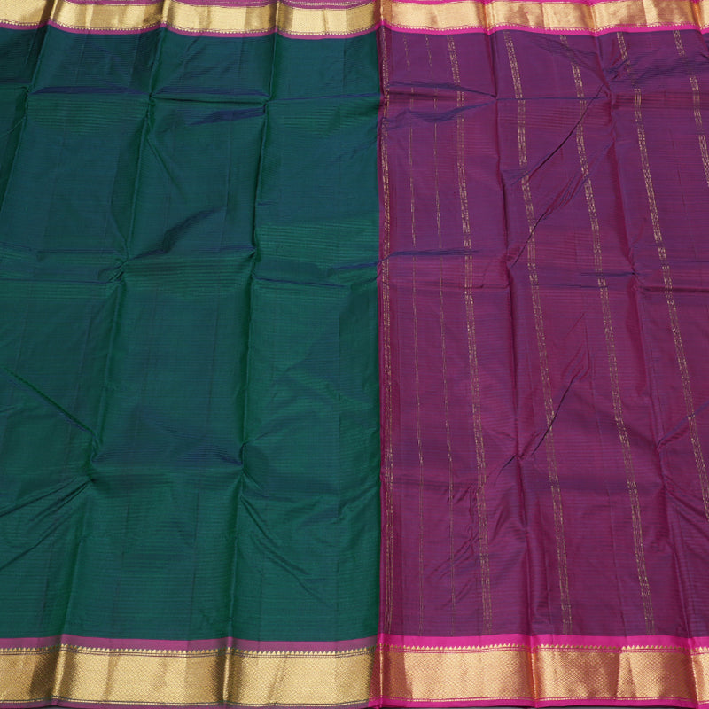 Hayagrivas Bottle Green Kanjivaram Silk Saree with Mandhalir Border - BBD390F1-114