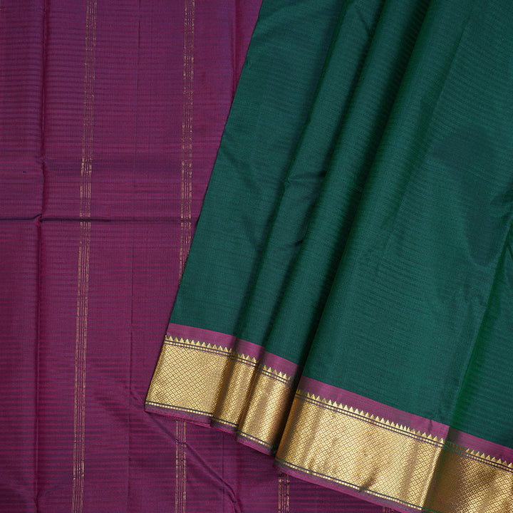 Hayagrivas Bottle Green Kanjivaram Silk Saree with Mandhalir Border - BBD390F1-114