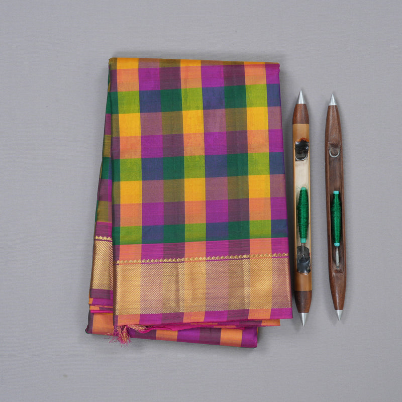 Hayagrivas Handloom Kanjivaram Silk Saree in Exquisite Multicolor Checks BBD390F1-24