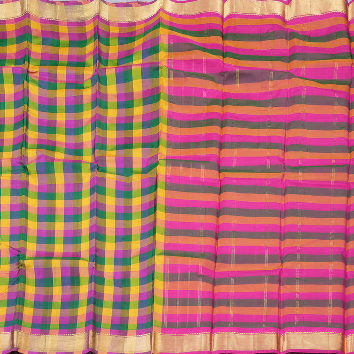 Hayagrivas Handloom Kanjivaram Silk Saree in Exquisite Multicolor Checks BBD390F1-24