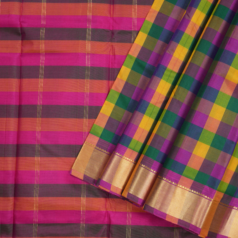 Hayagrivas Handloom Kanjivaram Silk Saree in Exquisite Multicolor Checks BBD390F1-24