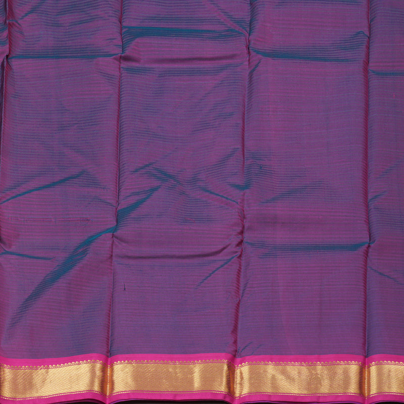 Hayagrivas Regal Peacock Blue Handloom Kanjivaram Silk Saree with Purple Border BBD390F1-35