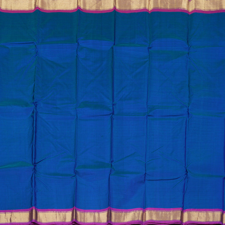 Hayagrivas Regal Peacock Blue Handloom Kanjivaram Silk Saree with Purple Border BBD390F1-35