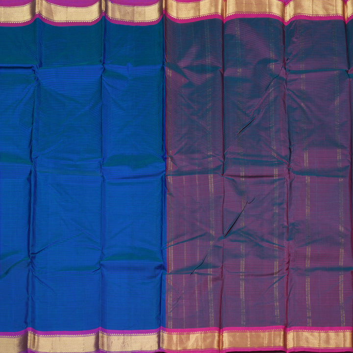Hayagrivas Regal Peacock Blue Handloom Kanjivaram Silk Saree with Purple Border BBD390F1-35