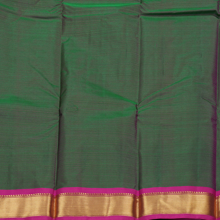 Hayagrivas Dark Green Handloom Kanjivaram Silk Saree with Purple Border BBD390F1-64