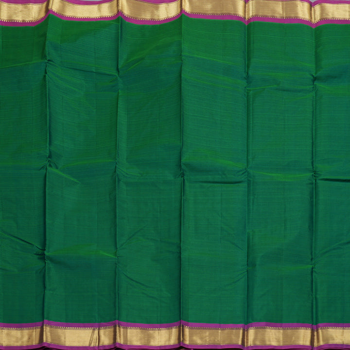 Hayagrivas Dark Green Handloom Kanjivaram Silk Saree with Purple Border BBD390F1-64