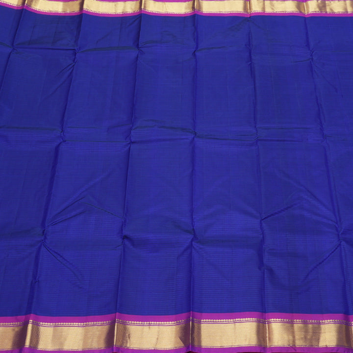 Hayagrivas Blue Kanjivaram Silk Saree with Magenta Border -BBD390F1-99