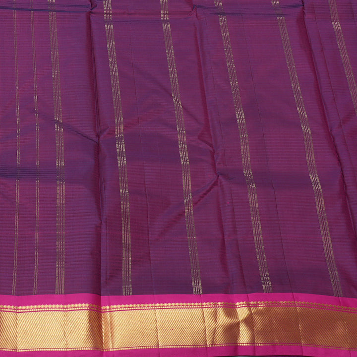 Hayagrivas Blue Kanjivaram Silk Saree with Magenta Border -BBD390F1-99