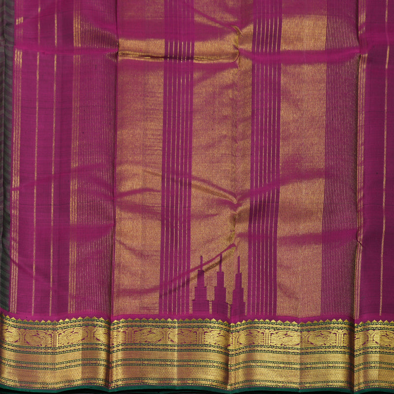 Hayagrivas Bottle Green Paai Kattam Handloom Kanjivaram Silk Saree with Purple Border BBD399F4-1