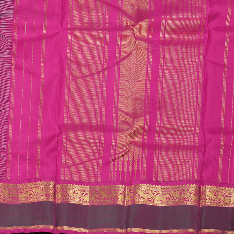 Hayagrivas Black And White Muted Checks Kanjivaram Silk Saree with Mandhalir Border BBD399F8-1