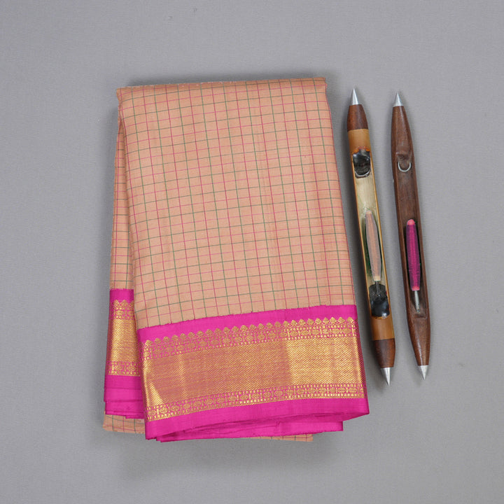 Hayagrivas Peach Pink Kanjivaram Silk Saree with Pink Border BBD407F3-1