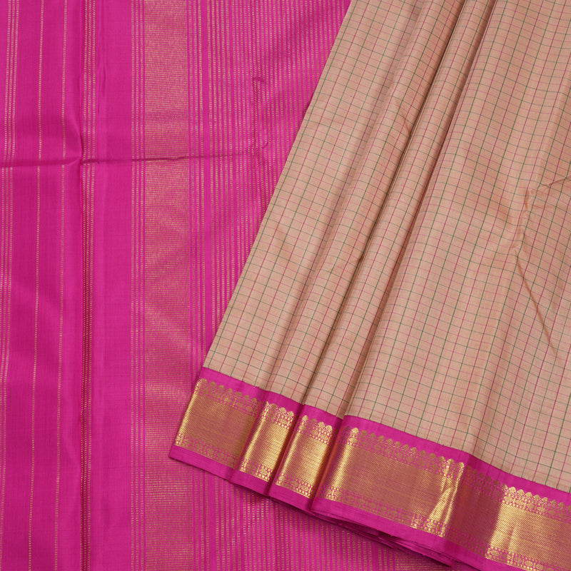 Hayagrivas Peach Pink Kanjivaram Silk Saree with Pink Border BBD407F3-1