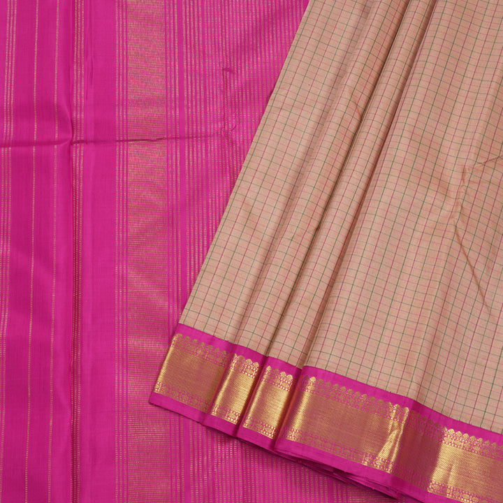 Hayagrivas Peach Pink Kanjivaram Silk Saree with Pink Border BBD407F3-1