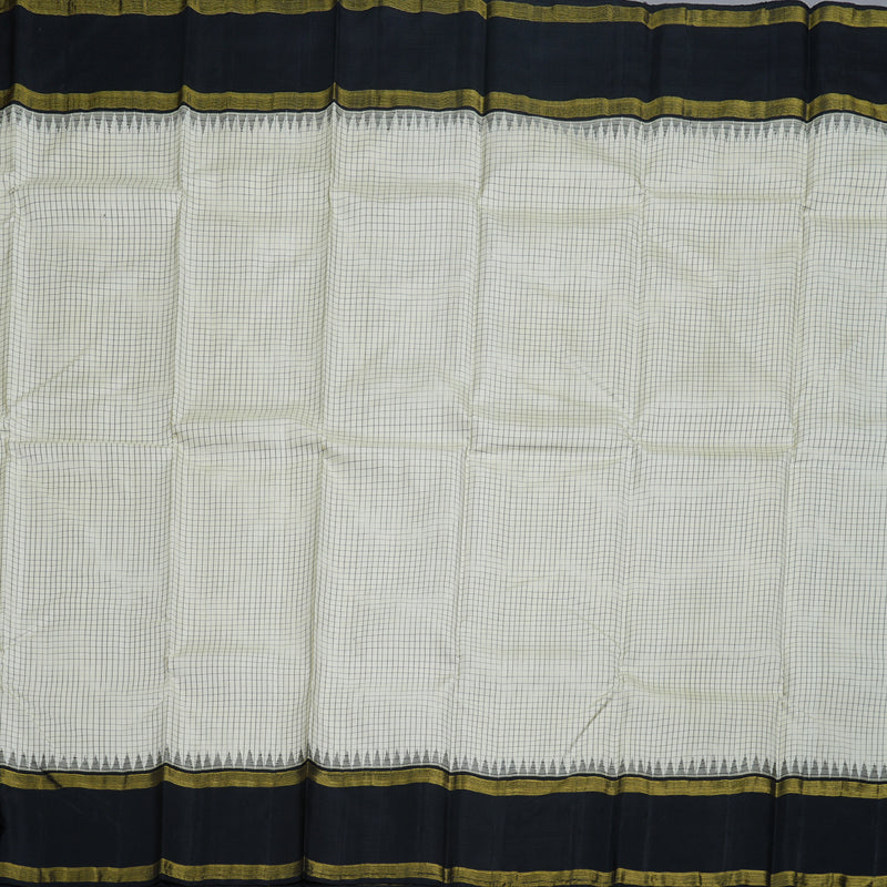 Hayagrivas Half White Kanjivaram Silk Saree with Black Border BBD409F4-1