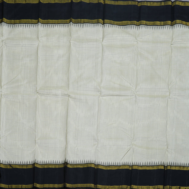 Hayagrivas Half White Kanjivaram Silk Saree with Black Border BBD409F4-1