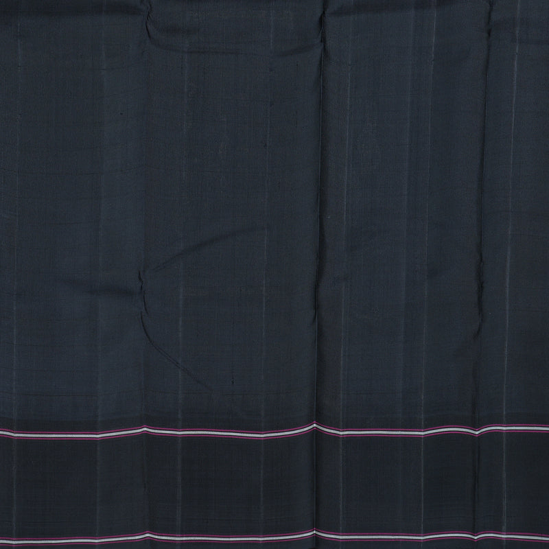 Hayagrivas Light Silver Grey Handloom Kanjivaram Silk Saree with Black Border BBD409F4-3