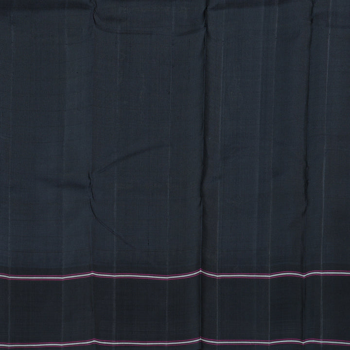 Hayagrivas Light Silver Grey Handloom Kanjivaram Silk Saree with Black Border BBD409F4-3